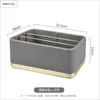Storage Boxes & Bins American Brown Leather Metal Box Dressing Table Cosmetics Jewelry Pen Holder Makeup Brush Key Tray Crafts