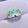 3mm * 4mm Vintage Silver Crown Emerald Bague pour la fête 100% naturel Gemstone Femme Brithday cadeau