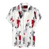 Camicia hawaiana Mens Iris Ink Painting Stampa floreale Colletto rovesciato Casual Camicie da spiaggia a maniche corte Camisa Hawaiana Hombre 210527