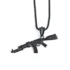 Pendant Necklaces Fashion Cool Gun Necklace European Hip Hop Jewelry Stainless Steel Gold Silver Color Long Chain