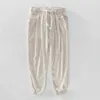 Calças jogging homens verão casual harem natural algodão calças de linho branco cintura elástica japonês roupas moda 210715
