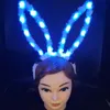 Party Decoration 10pcs 18.5cm LED Fluffy Long Ears Headband Women Girls Light Up Hair Accessories Halloween Rave Supplies