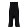 Women Long Trousers Fashion Chic High Waist All-match Slim Black Split Straight Tube Suit Pants Spring Casual Pendant pants 210608