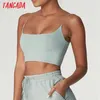 Tangada Kadınlar Seksi Şeker Renk Straphy Camis Üst Spagetti Kayışı Kolsuz Backless Kısa Bluzlar Gömlek Kadın Katı Tops 4P7 210308