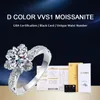 Prawdziwe pierścienie Moissanite dla kobiet Brilliant Round Diamond Sterling Silver Proposion Wedding Band Box