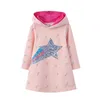 Jumping Meters Arrival Star Beading Princess Girls Dresses Cotton Children's Clothes Autumn Kids Costume Toddler Dress 211027