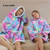 2021 Ny Oversized Family Matching Homewear Plush Fleece Blanket Unicorn Sleepwear, om du behöver två hoodie, beställ två H0909