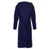 Mens Bathrobe Winter Plush Lengthened Shawl Hooded Long Sleeved Robe Plus Size S-5XL Coat Male Casual Home Wear
