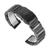 Luxury Silver/black 20/22/24mm Mesh Stainless Steel Watch Band Adjustable Fold Clasp Men Watches Strap Replacement Bracelet H0915