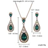 Ensemble de bijoux couleur or pour mariée de dubaï, boucles d'oreilles et collier, strass vert de qualité, à la mode, Drop220c, 2021