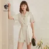 Fansilanen Sexig En Poce Jumpsuit Romper Kvinnor Kortärmad Bälte Casual Playsuit Kvinna V Neckwear Sommar Overaller 210607