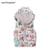 Mudkingdom Boys Girls Hooded Vest Ärmlös Ulljacka Cartoon Print Coat Barn Varm Cashmere Outwear Kläder 211203