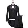 Czarny ślub ogon płaszcz dla pana młodego balu 3 sztuka formalny mężczyzna garnitury ustawione kurtka kamizelka z spodniami Nowe męskie ubrania mody x0909