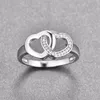 Trouwringen Silvercolor Heart to Love Ring Double Fine Juwelen voor Vrouwen Knuckle