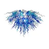 Blue Color High Hanging Pendant Lamp Modern Murano Chandeliers Art LED Lighting Hand Blown Glass Chandelier for Hotel Room Decor