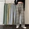 Plaid Pant's Pants Checkered Free Shopping Loose Straight Wide-leg Wild Casual 220226