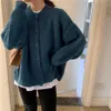 Pull vert Cardigan femmes hiver surdimensionné veste Harajuku tricot s femme lâche manteau Streetwear fille 211007
