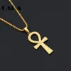 Anhänger Halsketten Ankh Halskette Der Schlüssel von Nilgold Farbe Überzogene Edelstahl Männer Schmuck Ägyptisch Kreuz Cagf0405