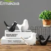 ERMAKOVA The Mid Century Bird Figurine House Bird Animal Statue Dove of Peace European Mascot Home Bar Coffee Decor 210811