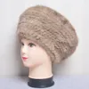 Mode Winter Warm Dames Gebreide Caps Mink Hoeden Berets Echt Natuurlijke Nertsen Bont Hat Mutsen