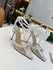 Designer women's shoes silk shoes luxury high-heeled banquet women mule Fashion Wedding Crystal Pearl 9.5cm desgner slide 35-42