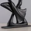 Criativo simples moderno abstrato preto estátua humana acessórios de decoração para casa presente geometria resina dança casal escultura 1059969