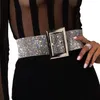 Ceintures Design strass femmes large ceinture mode brillant diamant cristal ceinture femme or argent taille Party260B