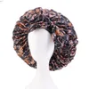 Extra Large African Pattern Print Satin Bonnet Women Night Sleep Cap Adjustable Wide Band Elastic Head Wrap Hair