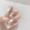 24st avtagbara falska naglar franska med svart linje Fake Nails Full Cover Nail Art Tips Tryck på naglar med lim manikyrverktyg