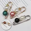 Fashion Colorful Imitated Pearl Beads Charms Brooch Safety Pin For Women Brooches Scarf Dress Suit Dangle Jewelry Gift