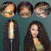 Peruviska djupa vågbuntar Stängning Remy Human Hair Weaves Water Curly Wig Glueless Spets Front 2021 Party Favor4576690