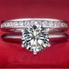 Brilliant 2CT Diamant -Set Ringe hochwertiger Solid Platinum 950 Ring Weißgold Hochzeit Schmuck