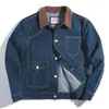 Maden Denim Jean Jacket 남성용 루스 카우보이 캐주얼 빈티지 블루 코듀로 코듀로 코튼 포켓 사파리 재킷 남자 의류 210927