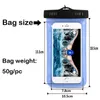 حالات مقاومة للماء العالمية لجهاز iPhone 12 11 XR XS Samsung Phone شفاف شفاف حقيبة سباحة حقيبة جافة تغطية شاشة تعمل باللمس بالكامل مرنة