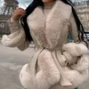 Женский меховой из искусственных женщин толстые теплые куртки пальто с поясом 2021 зимний воротник кожаные куртки верхняя одежда abrigos Mujer Invierno