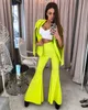 Green Women Coat Suits Lady Formal Party Prom Tuxedos Blazer Wide Pants Street Style Daily Outfit (Jacket+Pants)