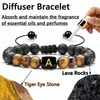 26 Brevpärlor Armband Handgjorda Lava Rocks Strands Armband För Män Naturlig Tiger Ögon Healing Stones Armband Smycken Gifts