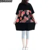DIMANAF T-Shirt Oversized Women Clothing Cotton Summer Short Sleeve Female Fashion Printing Basic Tops Tunic Casual Loose Black 210720