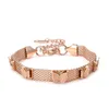 Link, cadeia não-desvanecendo fosco borboleta pulseira senhoras rosa ouro 316L titanium link link braceletes metal inoxidável