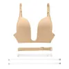 Vendita di donne bianche push up abito da sposa reggiseni sexy profondo V trasparente regolabile convertibile cinghie in silicone reggiseni senza fili 210623