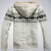 Sweter zimowy z kapturem Mężczyzna Zagęścić Wełna Polar Mężczyźni Scarigan Outwear Płaszcze Sweter Dzianiny Bawełniane Czerwony Niebieski Rozmiar M L XL XXL 211221