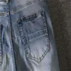 Jeans Homme Couleur Autocollants Trous Glaçage Coupe Décontractée Slim Trend315T
