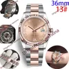 16 relógios de luxo com mostrador rosa presidente relógios femininos inoxidáveis 36 mm relógio de diamante à prova d'água feminino feminino automático pulso mecânico 180I