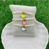 Beaded Strands Style Alien Pearl Beads Bracelet Gold Plated Heart/Cross Shape Enamel Pendant Bulk DIY Jewelry Wholesale Fawn22