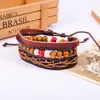 link chain Woven leather bracelet men's and women's cuff wound wooden bead ethnic tribe Adjustable