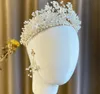 Casamento Beads Beads Headband Flor Floral Crown Tiara Cristal Strass Headpiece Princesa Jóias Set Beading Coroas Tiaras Brincos Moda Cabeça Cabeça