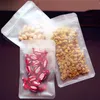 100 stks Kavel Frosted Plastic Self Seal Bag Vlakke Bodem Matte Doorschijnende Voedselopslag Rits Pouch Revealable Geur Disprood Packing Tassen