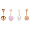 4pcs / set turkos navel piercing bell knapp ringar kirurgiskt rostfritt stål för kvinnor mode sommar strand fest smycken