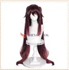 43inches 110cm Long Brown Cosplay Hu Tao Wig with Ponytails Genshin Impact Hutao Heat Resistant Synthetic Hair + Cap Y0913