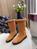 2021 Designer Women SNOWDROP FLAT ANKLE BOOT lady Fashion snow boots Waterproof Winter Warm Wool Leather Boots Top Quality US 5-11